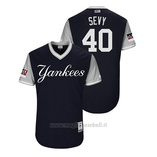 Maglia Baseball Uomo New York Yankees Luis Severino 2018 Llws Players Weekend Sevy Blu